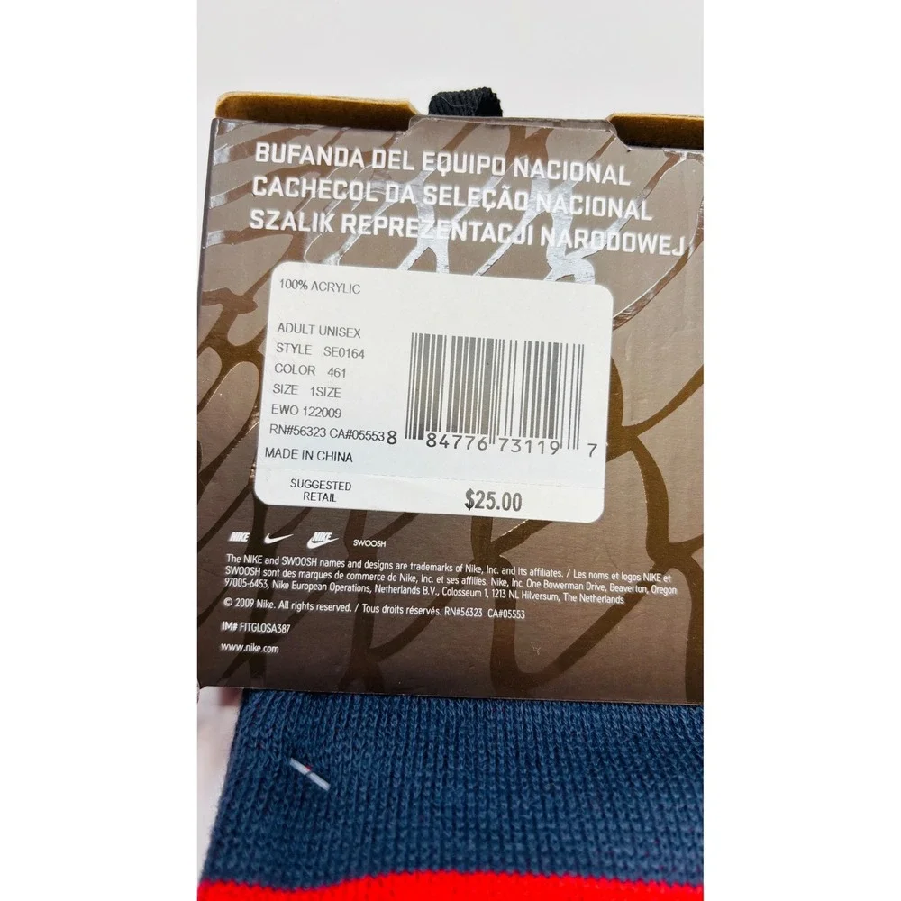 Nike US Soccer National Team Scarf NWT 2010 World Cup Reversible USA Knit